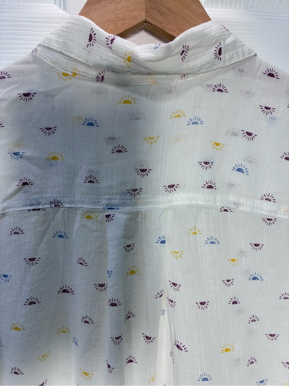 Eddie Bauer Cream Button-Up Shirt with Yellow & Purple Micro Dots - Picture 5 of 9